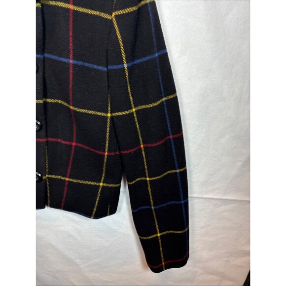 Jones New York Womens Plaid Wool Cropped Peacoat Jacket Size 4 - Picture 7 of 16